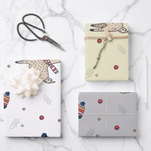 Feuille De Papier Cadeau Motif Casquette de Christmas Reindeer (Recto)