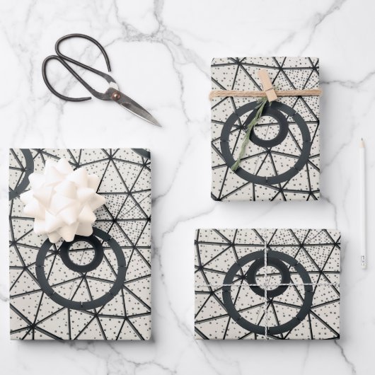 Feuille De Papier Cadeau Motif Cercles noir et blanc (Recto)