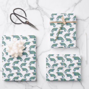 Feuille De Papier Cadeau Motif Chameleon