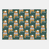 Feuille De Papier Cadeau Motif chat de Noël mignon (Devant 2)