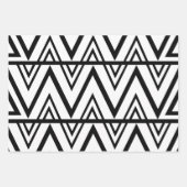 Feuille De Papier Cadeau Motif Chevron noir et blanc (Devant)