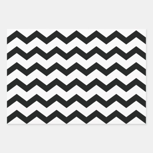 Feuille De Papier Cadeau Motif Chevron noir et blanc (Devant)