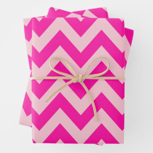 Feuille De Papier Cadeau Motif Chevron rose chaud