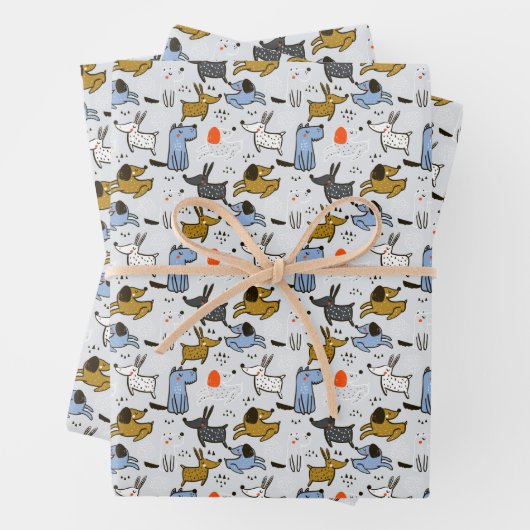 Feuille De Papier Cadeau Motif chien mignon Doodle (En situation)