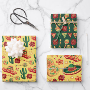 Feuille De Papier Cadeau Motif Cinquième Jour de Mai Mexicain 
