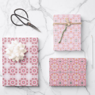 Feuille De Papier Cadeau Motif circulaire octogonale rose Abstrait géométri