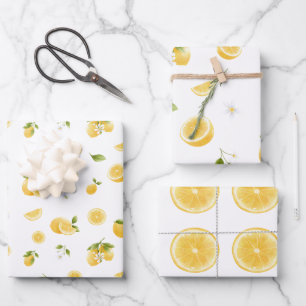 Feuille De Papier Cadeau Motif citron