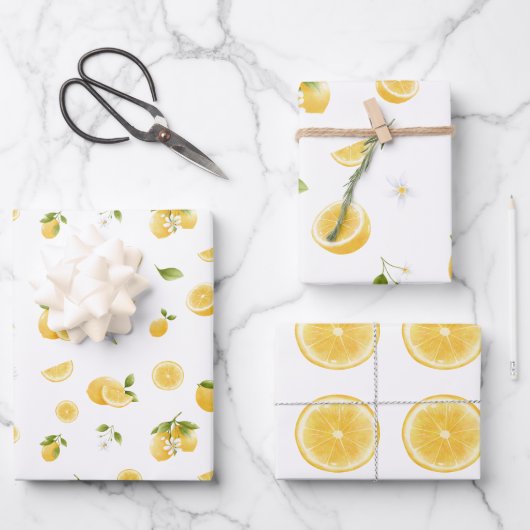 Feuille De Papier Cadeau Motif citron (Recto)