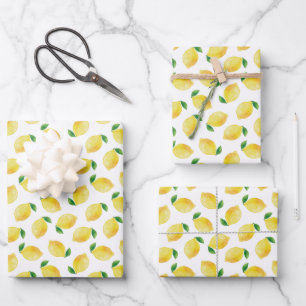 Feuille De Papier Cadeau Motif citron aquarelle