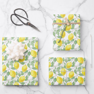 Feuille De Papier Cadeau Motif citron jaune et vert