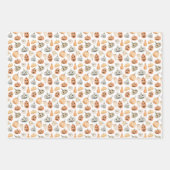 Feuille De Papier Cadeau Motif Citrouille d'aquarelle amusant (Devant 3)