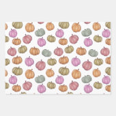 Feuille De Papier Cadeau Motif Citrouille d'aquarelle couleur automne (Devant 2)