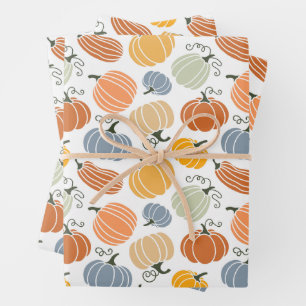 Feuille De Papier Cadeau Motif Citrouille d'automne coloré