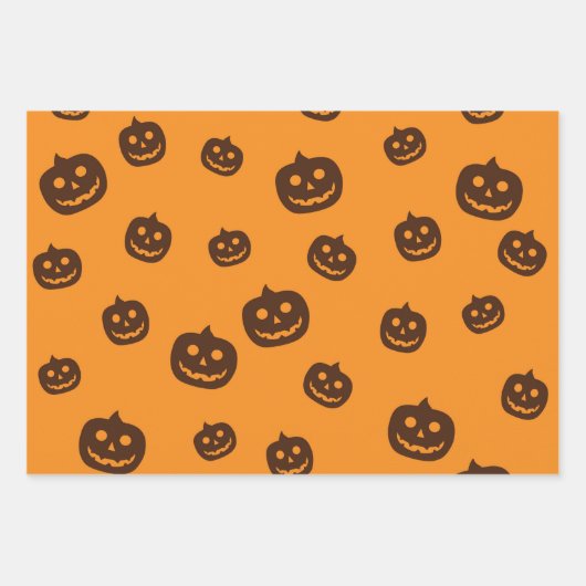 Feuille De Papier Cadeau motif citrouille d'Halloween (Devant)