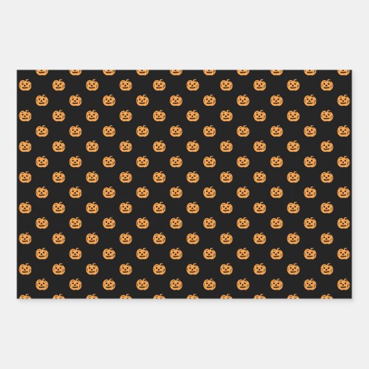 Feuille De Papier Cadeau Motif Citrouille d'Halloween mignon mixte (Devant)