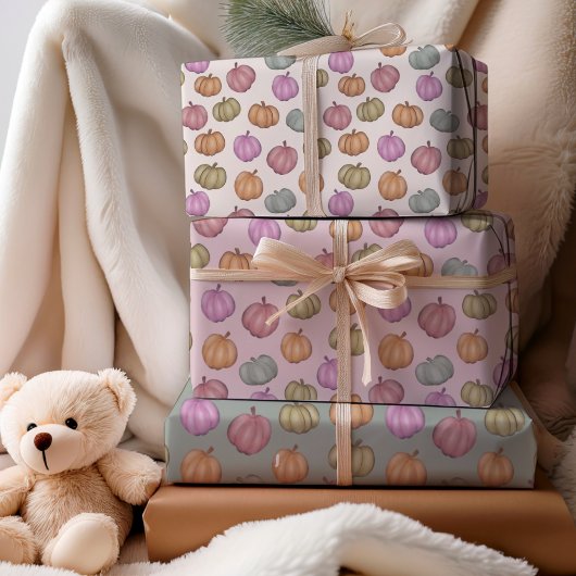 Feuille De Papier Cadeau Motif Citrouille Whimssical Fall Pastel