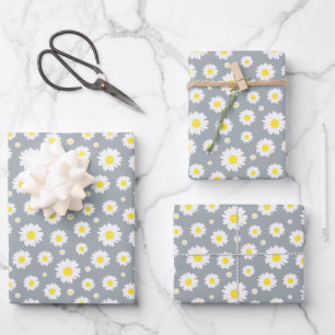 Feuille De Papier Cadeau Motif classique à fleur marguerite jaune et blanc
