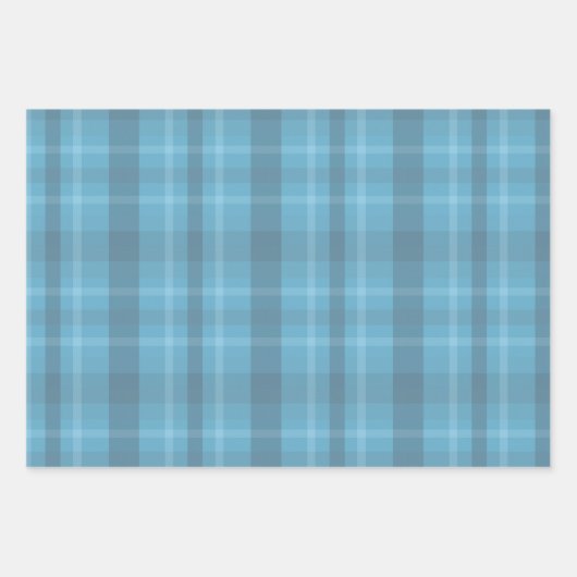 Feuille De Papier Cadeau Motif Classique Retro Bleu Et Gris (Devant)