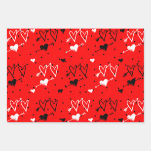Feuille De Papier Cadeau Motif Coeur Noir Et Blanc Cupids