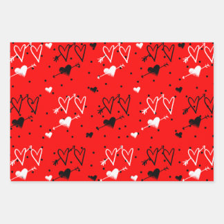 Feuille De Papier Cadeau Motif Coeur Noir Et Blanc Cupids