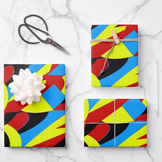 Feuille De Papier Cadeau Motif coloré Abstrait (Recto)