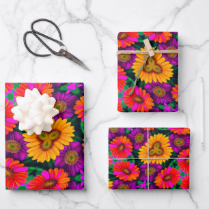 Feuille De Papier Cadeau Motif coloré Daisy Bouquet