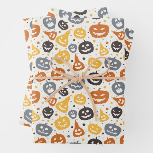 Feuille De Papier Cadeau Motif coloré Jack-O'-Lantern (En situation)