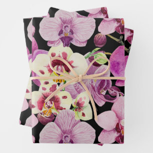 Feuille De Papier Cadeau Motif coloré orchidée