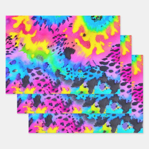 Feuille De Papier Cadeau Motif coloré Wild Cheetah Tye Dye