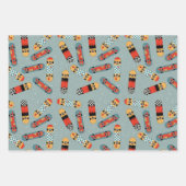Feuille De Papier Cadeau Motif Cool bleu Retro Skateboard (Devant 3)