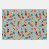 Feuille De Papier Cadeau Motif Cool bleu Retro Skateboard (Devant 2)