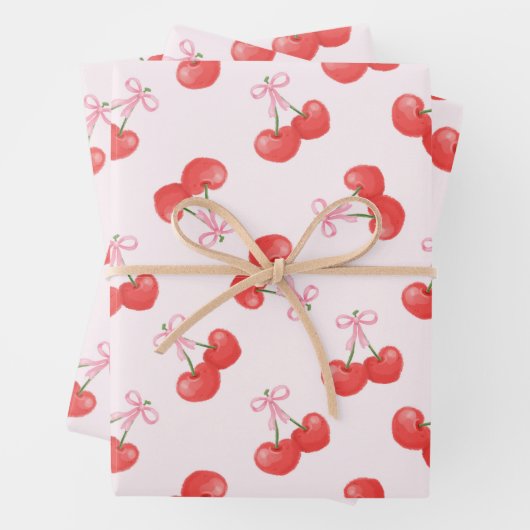 Feuille De Papier Cadeau Motif Coquette Cherries (En situation)