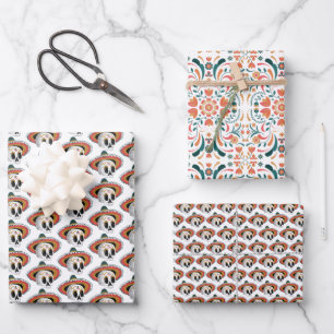 Feuille De Papier Cadeau Motif Crâne en Sucre