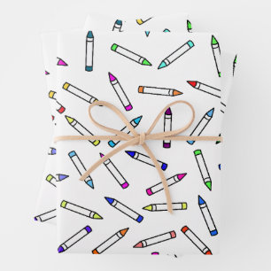 Feuille De Papier Cadeau Motif Crayon de dessin