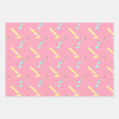Feuille De Papier Cadeau Motif crayon rose vif - Art amusant à la main (Devant 2)
