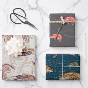 Feuille De Papier Cadeau Motif Crevettes