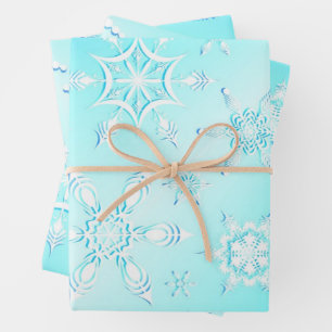 Feuille De Papier Cadeau Motif Crystal Snowflakes
