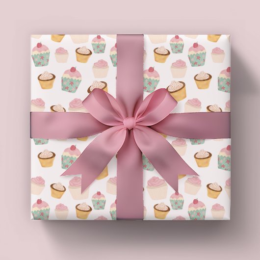 Feuille De Papier Cadeau Motif Cupcake