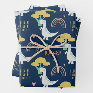 Feuille De Papier Cadeau Motif Cute Dino