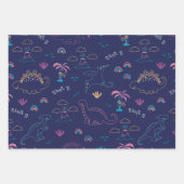 Feuille De Papier Cadeau Motif Cute Dinos (Devant)