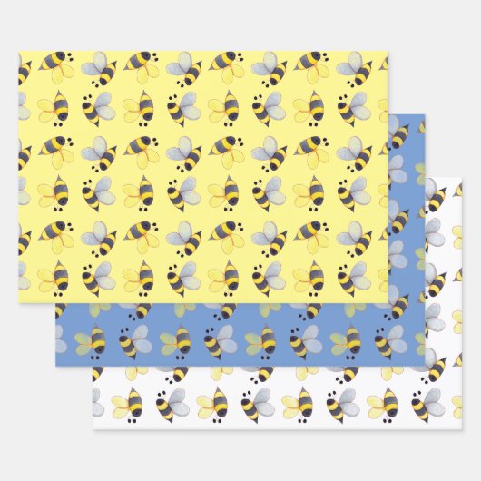 Feuille De Papier Cadeau Motif d'abeilles lunaires (Lot)