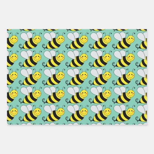Feuille De Papier Cadeau Motif d'abeilles mignonne (Devant)