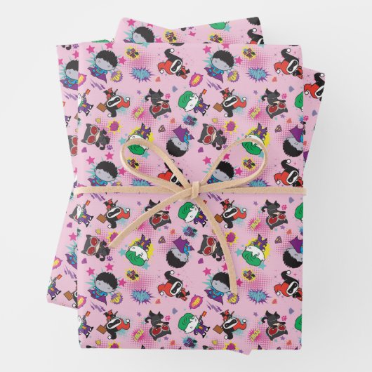 Feuille De Papier Cadeau Motif d'action Chibi Super Villain (En situation)