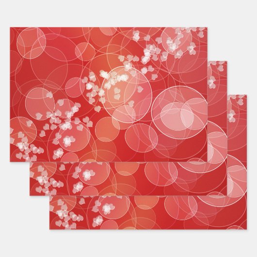 Feuille De Papier Cadeau Motif d'amour Abstrait Bokeh Red Hearts (Lot)
