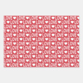 Feuille De Papier Cadeau Motif d'amour en rouge et blanc (Devant 3)