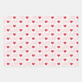 Feuille De Papier Cadeau Motif d'amour en rouge et blanc (Devant)