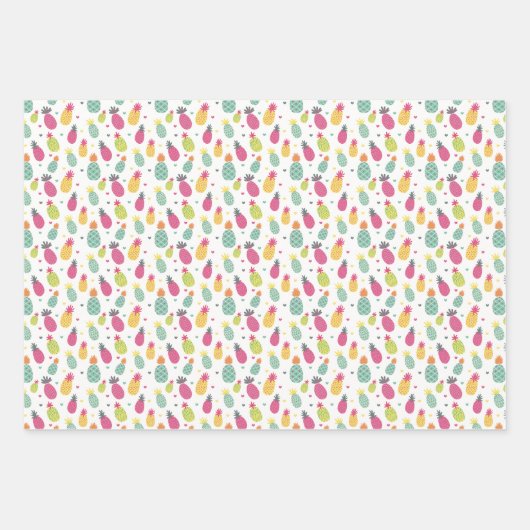 Feuille De Papier Cadeau Motif d'ananas tropical (Devant 3)