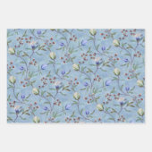 Feuille De Papier Cadeau Motif d'anémones de tulipes bleues et blanches (Devant 3)