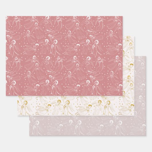 Feuille De Papier Cadeau motif d'anges | ensemble I (Lot)