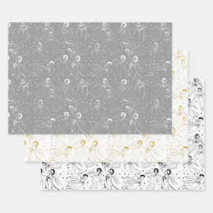 Feuille De Papier Cadeau motif d'anges ensemble III